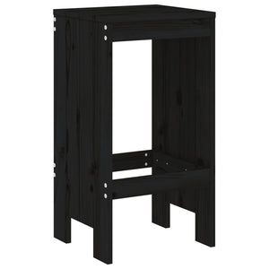Schwarze Barhocker 2er Set Kiefer Massivholz