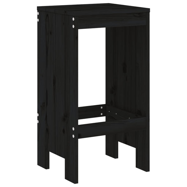 Schwarze Barhocker 2er Set Kiefer Massivholz