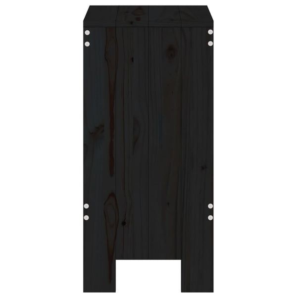 Schwarze Barhocker 2er Set Kiefer Massivholz
