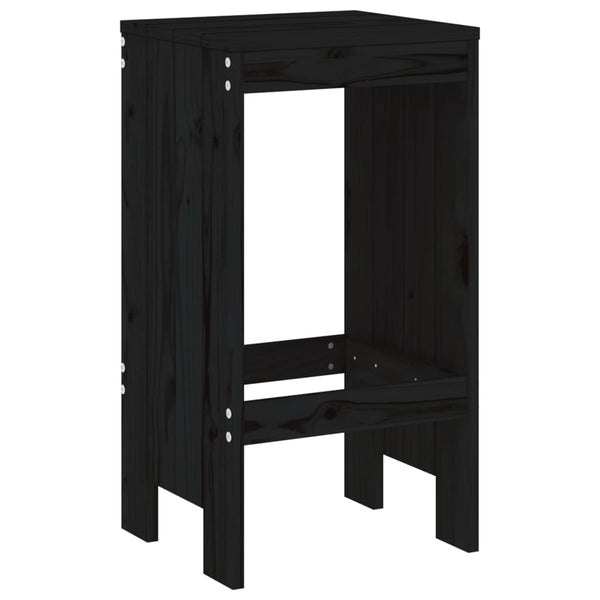 Schwarze Barhocker 2er Set Kiefer Massivholz