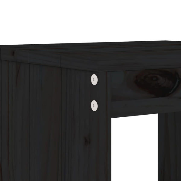 Schwarze Barhocker 2er Set Kiefer Massivholz