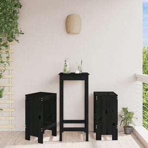Schwarze Barhocker 2er Set Kiefer Massivholz