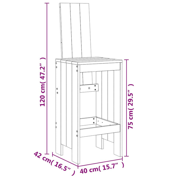 Barhocker 2er Set Kiefer Massivholz 120cm