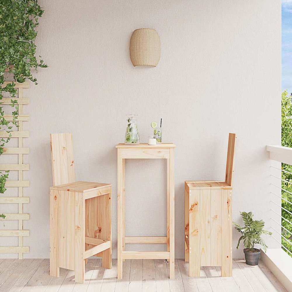 Barhocker 2er Set Kiefer Massivholz 120cm