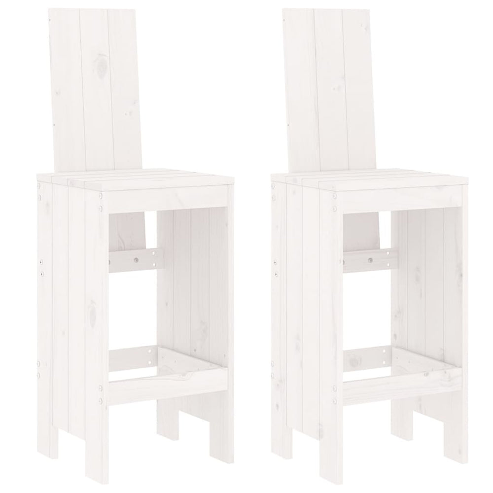 Weiße Barhocker aus Kiefernholz, 2er Set