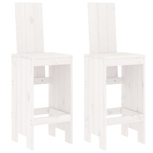 Weiße Barhocker aus Kiefernholz, 2er Set