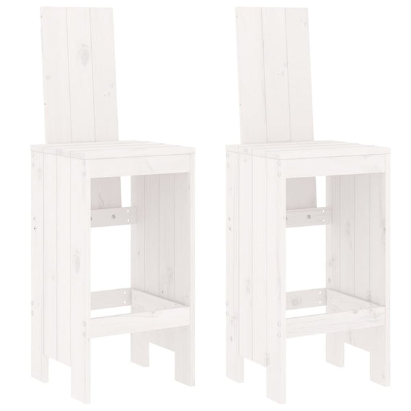 Weiße Barhocker aus Kiefernholz, 2er Set