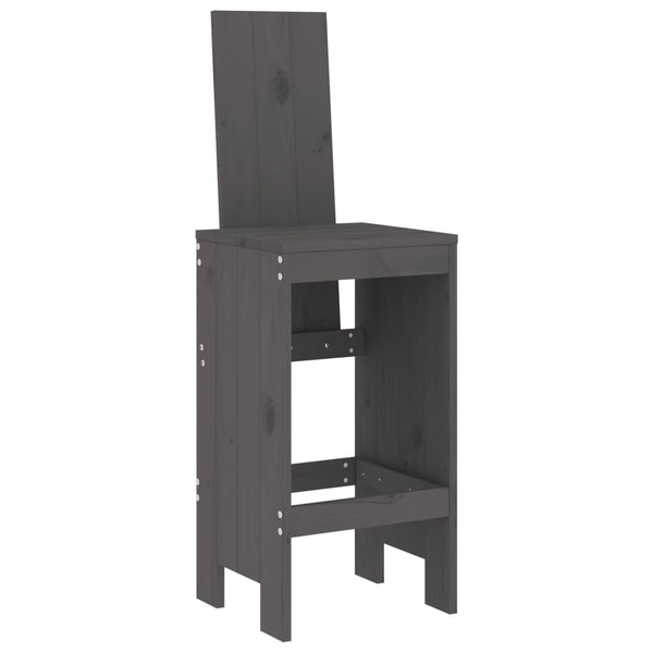 Barhocker 2er Set Grau Kiefer Massivholz