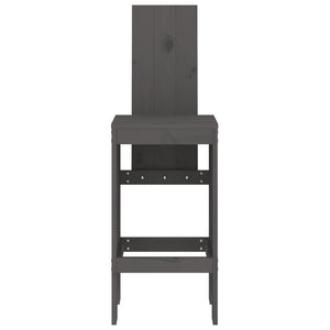 Barhocker 2er Set Grau Kiefer Massivholz