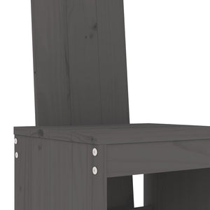 Barhocker 2er Set Grau Kiefer Massivholz