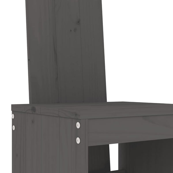 Barhocker 2er Set Grau Kiefer Massivholz