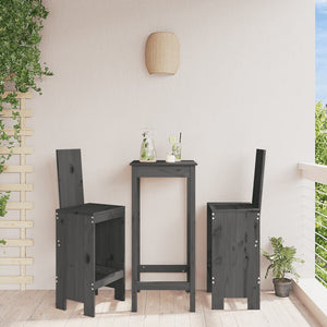 Barhocker 2er Set Grau Kiefer Massivholz