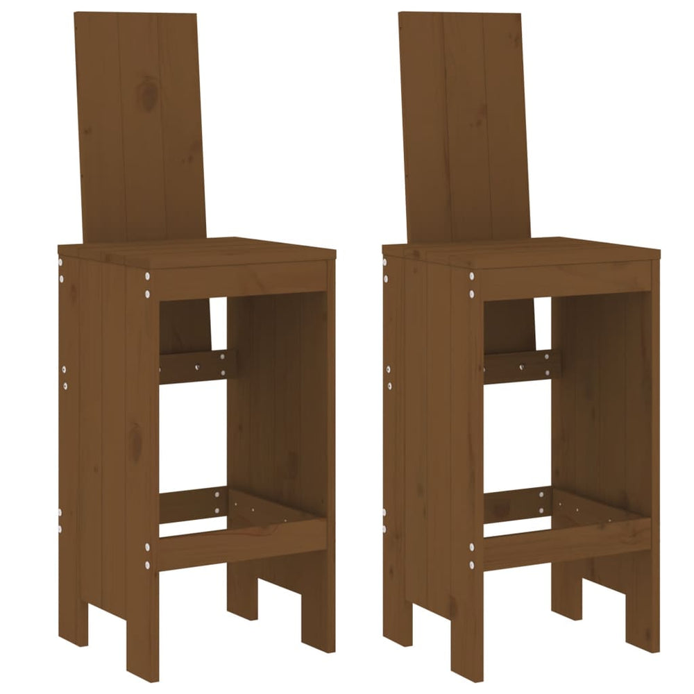 2er Set Barhocker Honigbraun Kiefer Massivholz