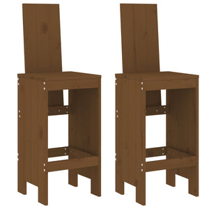 2er Set Barhocker Honigbraun Kiefer Massivholz