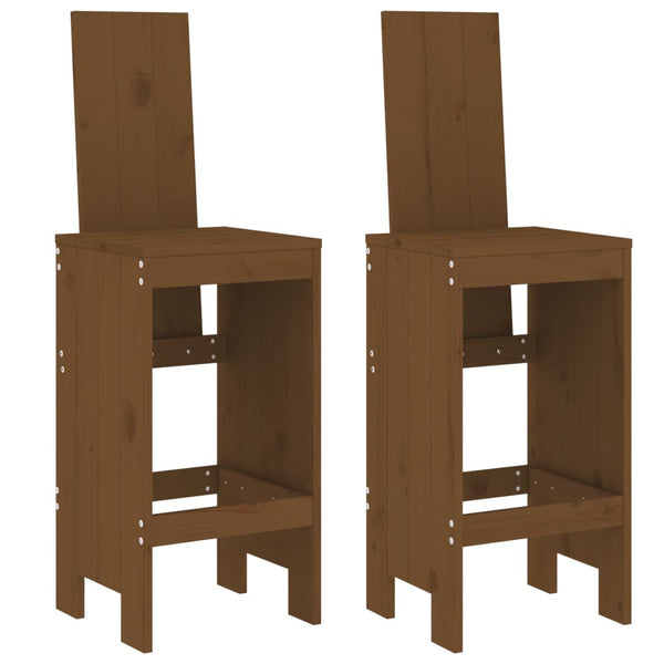 2er Set Barhocker Honigbraun Kiefer Massivholz