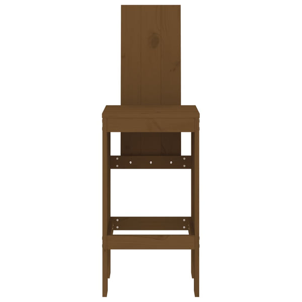 2er Set Barhocker Honigbraun Kiefer Massivholz