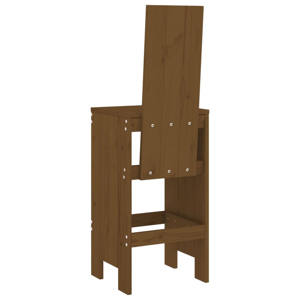 2er Set Barhocker Honigbraun Kiefer Massivholz