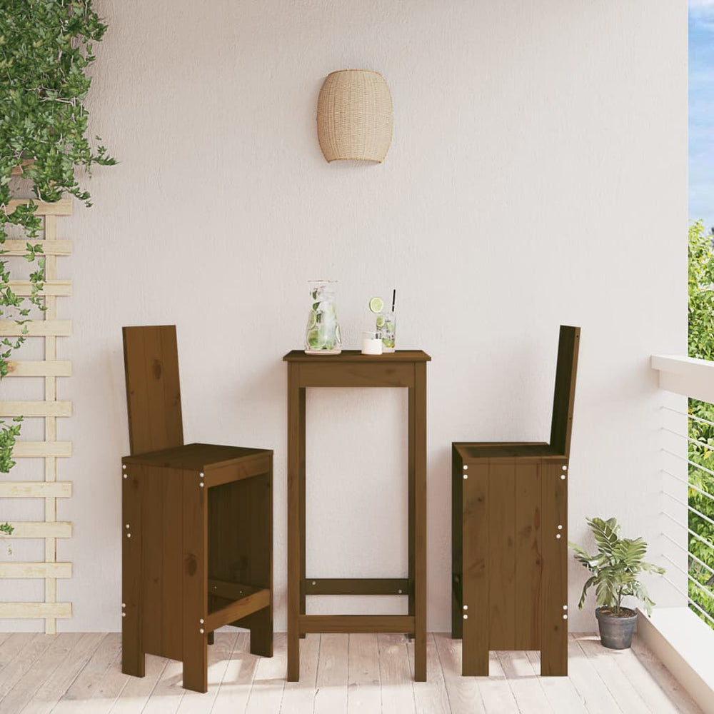 2er Set Barhocker Honigbraun Kiefer Massivholz