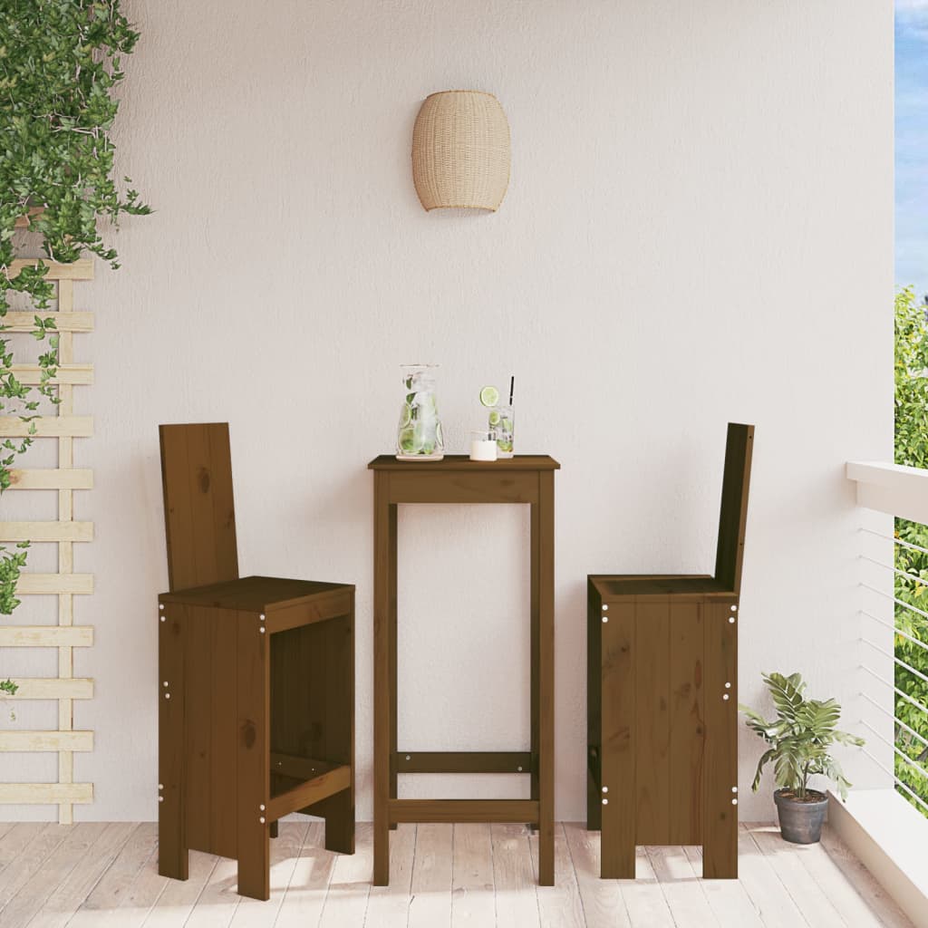 2er Set Barhocker Honigbraun Kiefer Massivholz