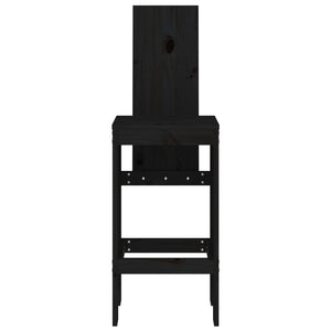 Barhocker 2er Set Kiefer Massivholz Schwarz