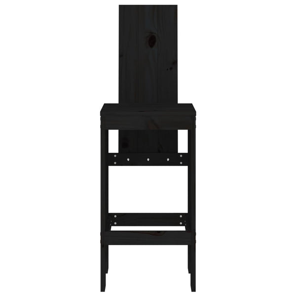 Barhocker 2er Set Kiefer Massivholz Schwarz