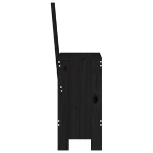 Barhocker 2er Set Kiefer Massivholz Schwarz