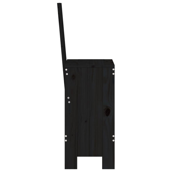 Barhocker 2er Set Kiefer Massivholz Schwarz