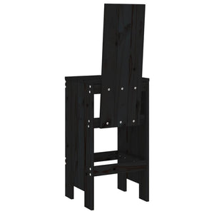 Barhocker 2er Set Kiefer Massivholz Schwarz