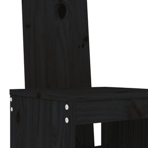 Barhocker 2er Set Kiefer Massivholz Schwarz