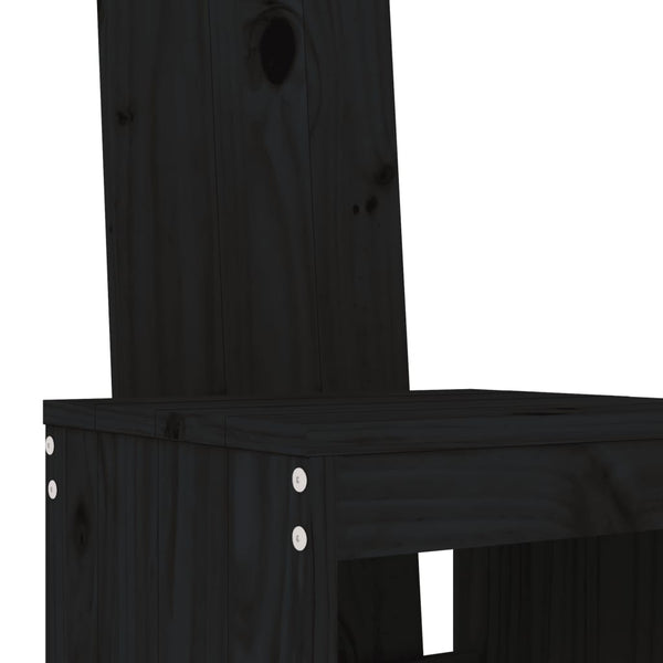 Barhocker 2er Set Kiefer Massivholz Schwarz