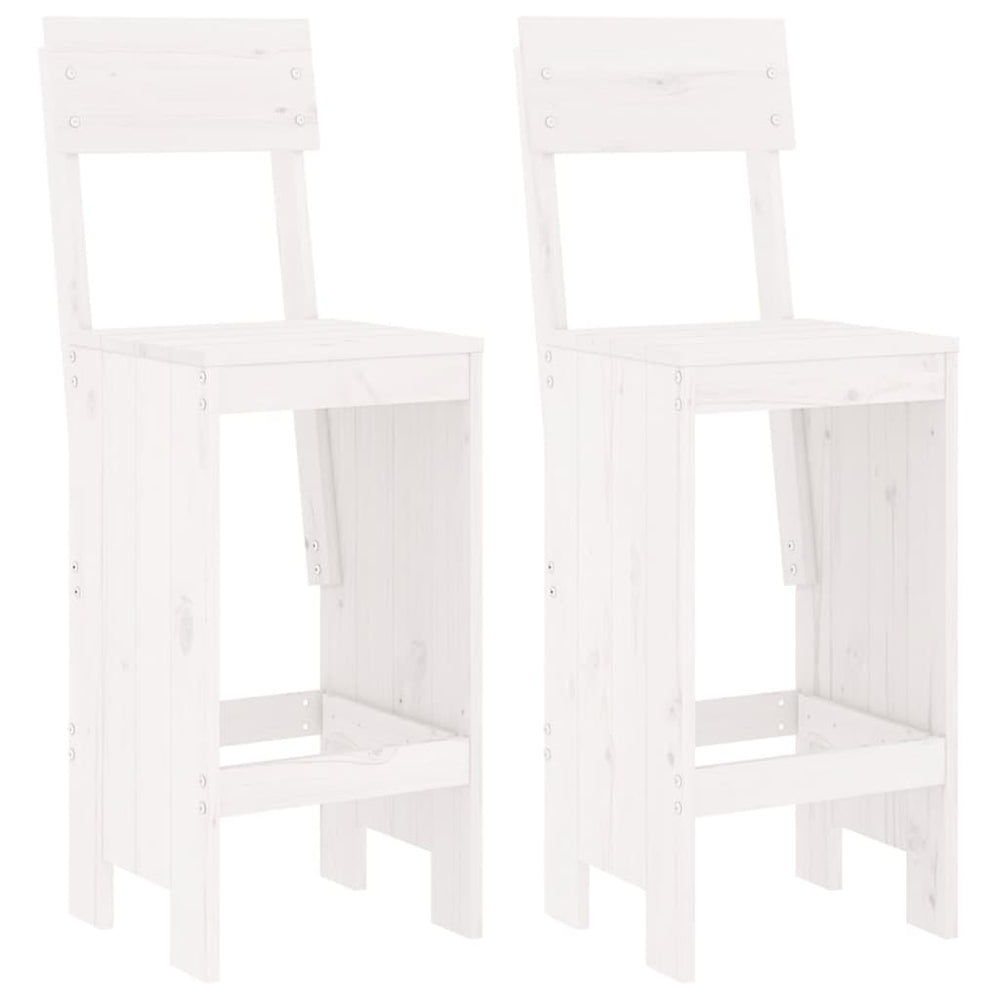 Barhocker 2er Set Weiß Kiefer Massivholz