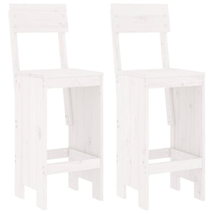 Barhocker 2er Set Weiß Kiefer Massivholz