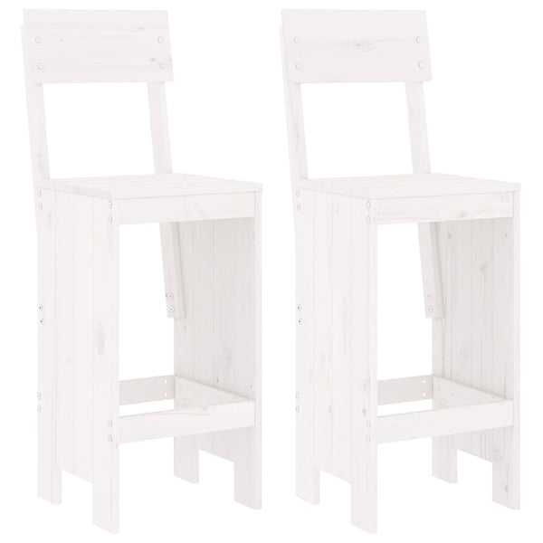Barhocker 2er Set Weiß Kiefer Massivholz