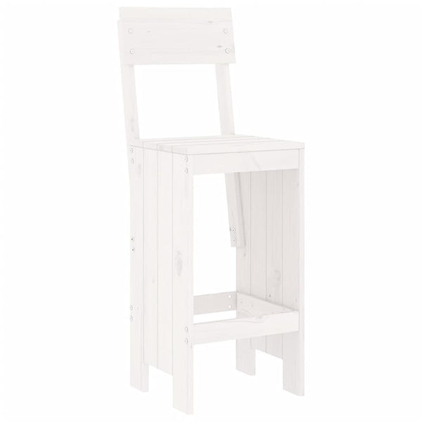 Barhocker 2er Set Weiß Kiefer Massivholz