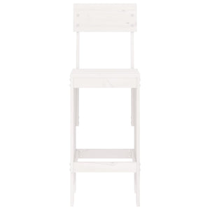 Barhocker 2er Set Weiß Kiefer Massivholz