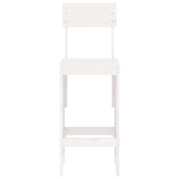 Barhocker 2er Set Weiß Kiefer Massivholz