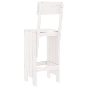 Barhocker 2er Set Weiß Kiefer Massivholz