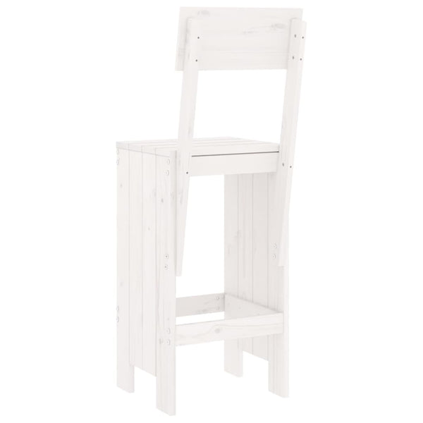 Barhocker 2er Set Weiß Kiefer Massivholz