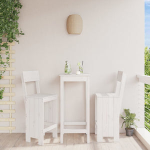 Barhocker 2er Set Weiß Kiefer Massivholz
