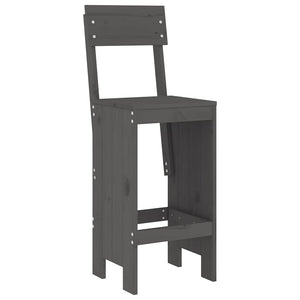 Barhocker 2er Set Grau Kiefer Massivholz