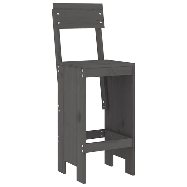 Barhocker 2er Set Grau Kiefer Massivholz