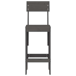 Barhocker 2er Set Grau Kiefer Massivholz