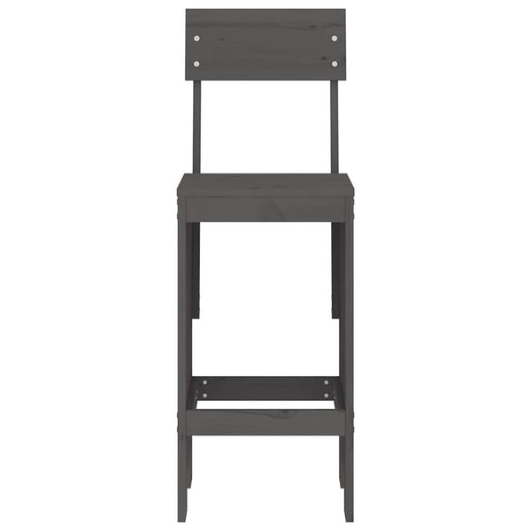 Barhocker 2er Set Grau Kiefer Massivholz