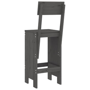 Barhocker 2er Set Grau Kiefer Massivholz