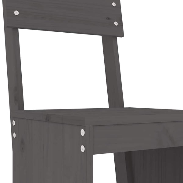 Barhocker 2er Set Grau Kiefer Massivholz