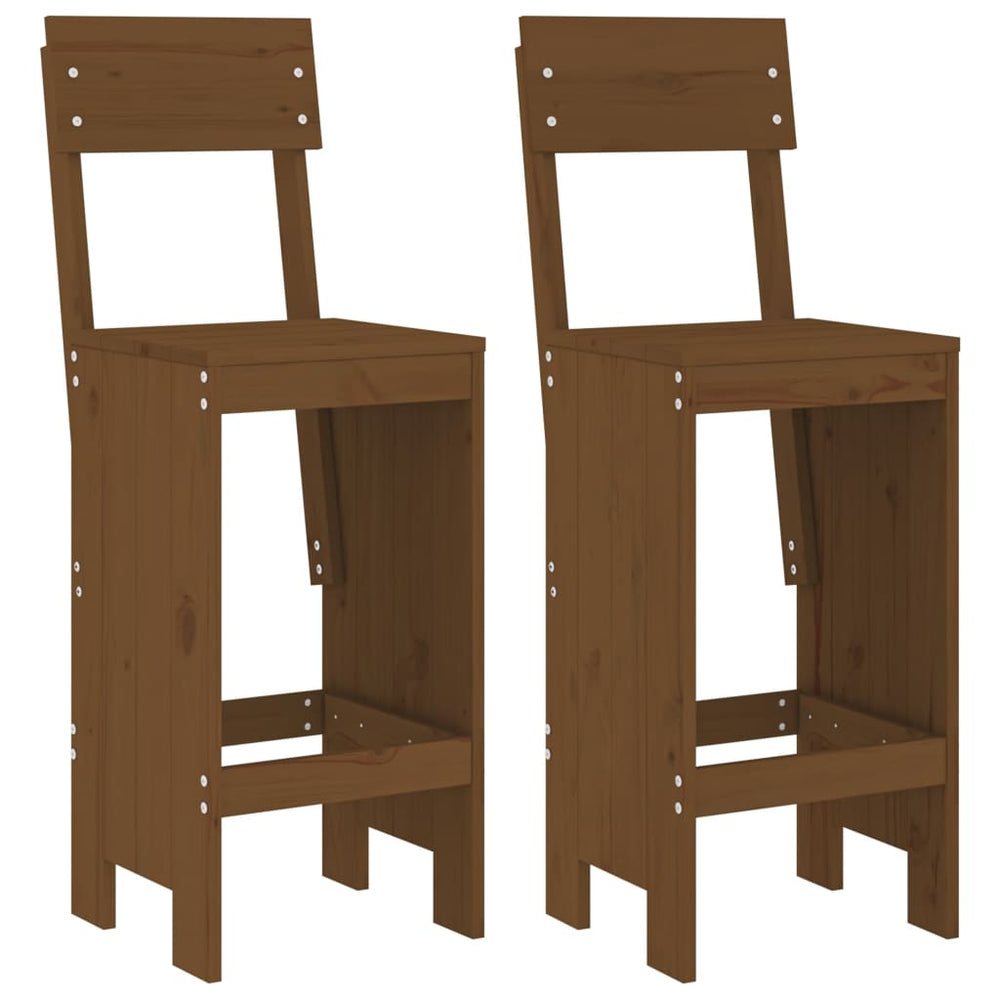 Barhocker 2er Set Honigbraun Kiefer Massivholz