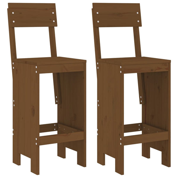 Barhocker 2er Set Honigbraun Kiefer Massivholz