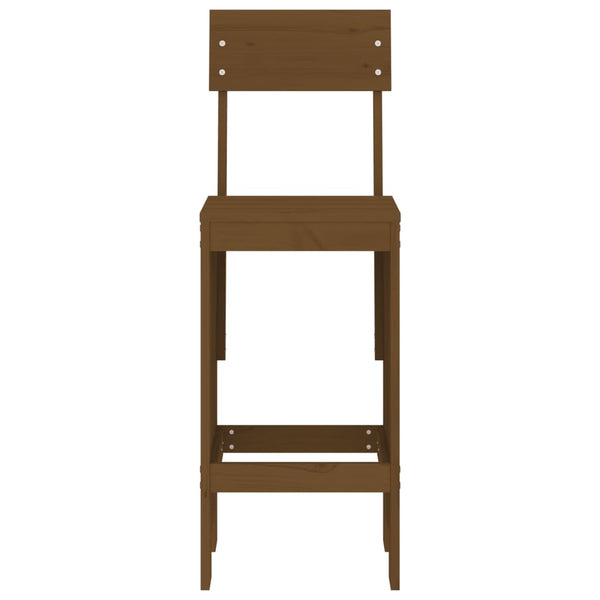 Barhocker 2er Set Honigbraun Kiefer Massivholz