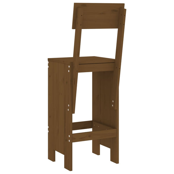 Barhocker 2er Set Honigbraun Kiefer Massivholz
