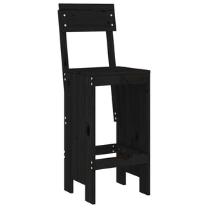 Barhocker 2er Set Schwarz Kiefer Massivholz